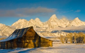 Moulton Barn in Winter