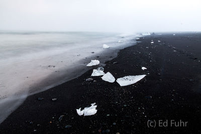 Ice on a Black Sand Beach