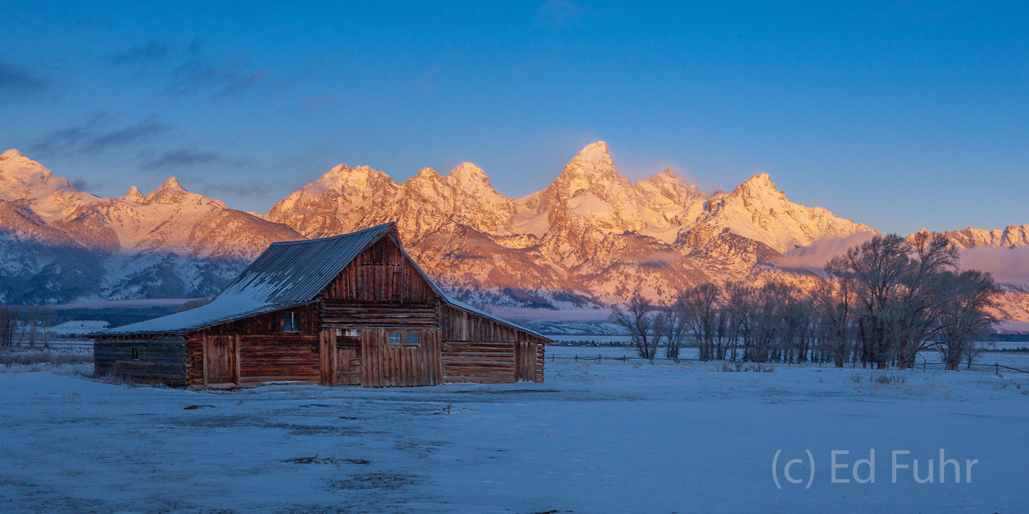 Worth the Snowshoe Hike Moulton Barn Sunrise Panorama, 2007