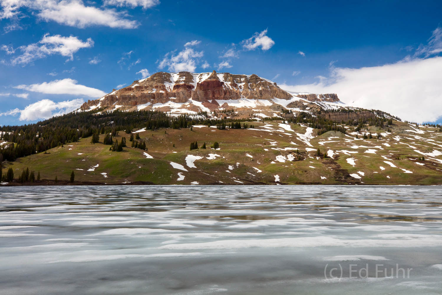 It is mid June but the lakes have not thawed along the Beartooth Highway, one of the spectacular drives in the world.