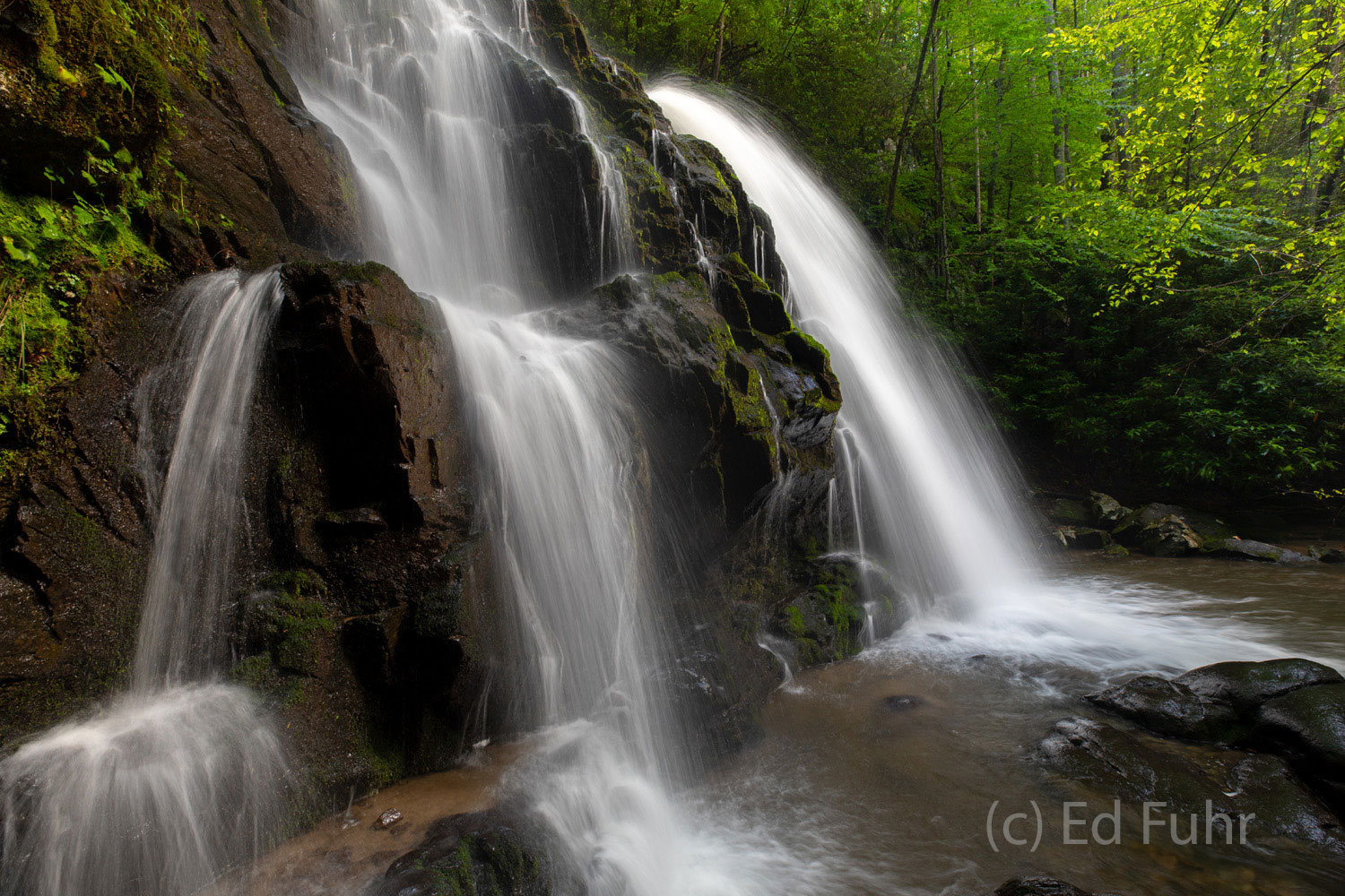 Spruce Flat Falls in Spring is one of the most beautiful falls in the Great Smoky Mountains.