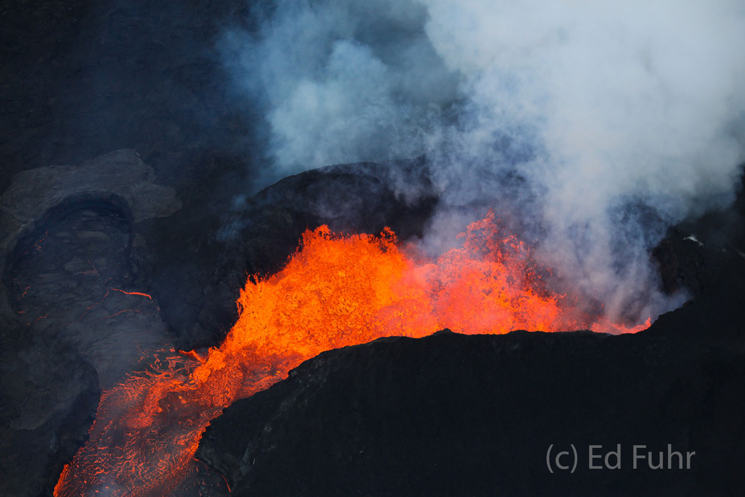 The incredible heat of this lava flow can be felt hundreds of feet in the sky.  Thunderstorms that pass over the Fissure generate...