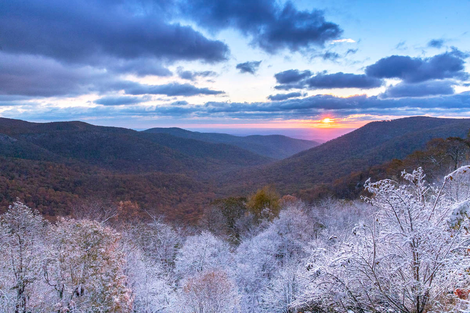 Snow on High Snow has fallen on the ridges atop Shenandoah National Park. Autumn's color are receding even in the valleys below and the Blue...