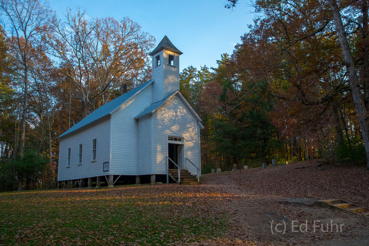 Autumn Colors fade near this historic church in Cades Cove.