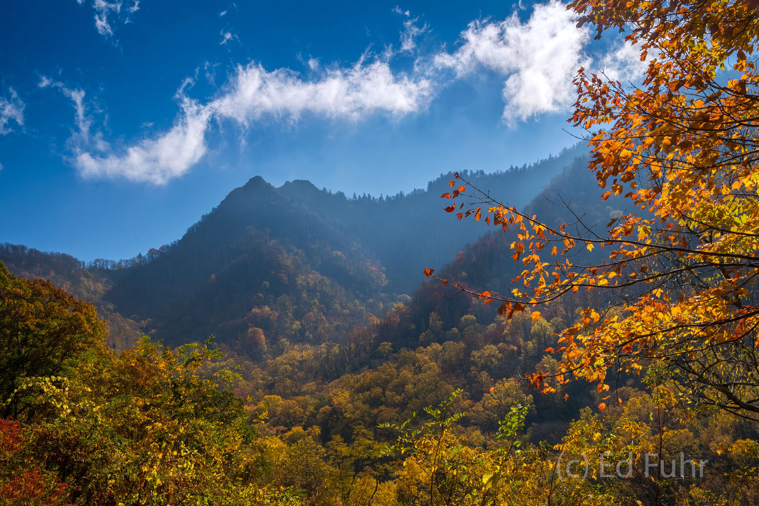 A view of the popular Chimneys in autumn.  Sadly, not long after this a large fire started atop these Chimney tops that destroyed...