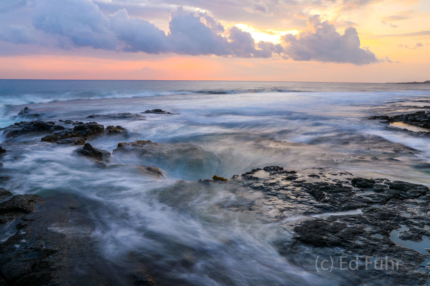 I was fascinated as huge amounts of water would disappear in seconds, literally, down the lava tube as each wave receded, and...