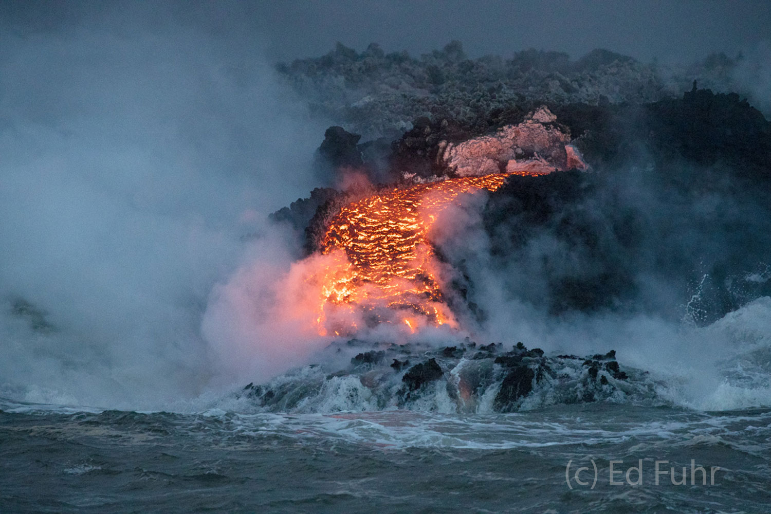 This lava is flowing at more than 20 miles per hour, coursing through the jagged black lava rock that was deposited just 24 hours...