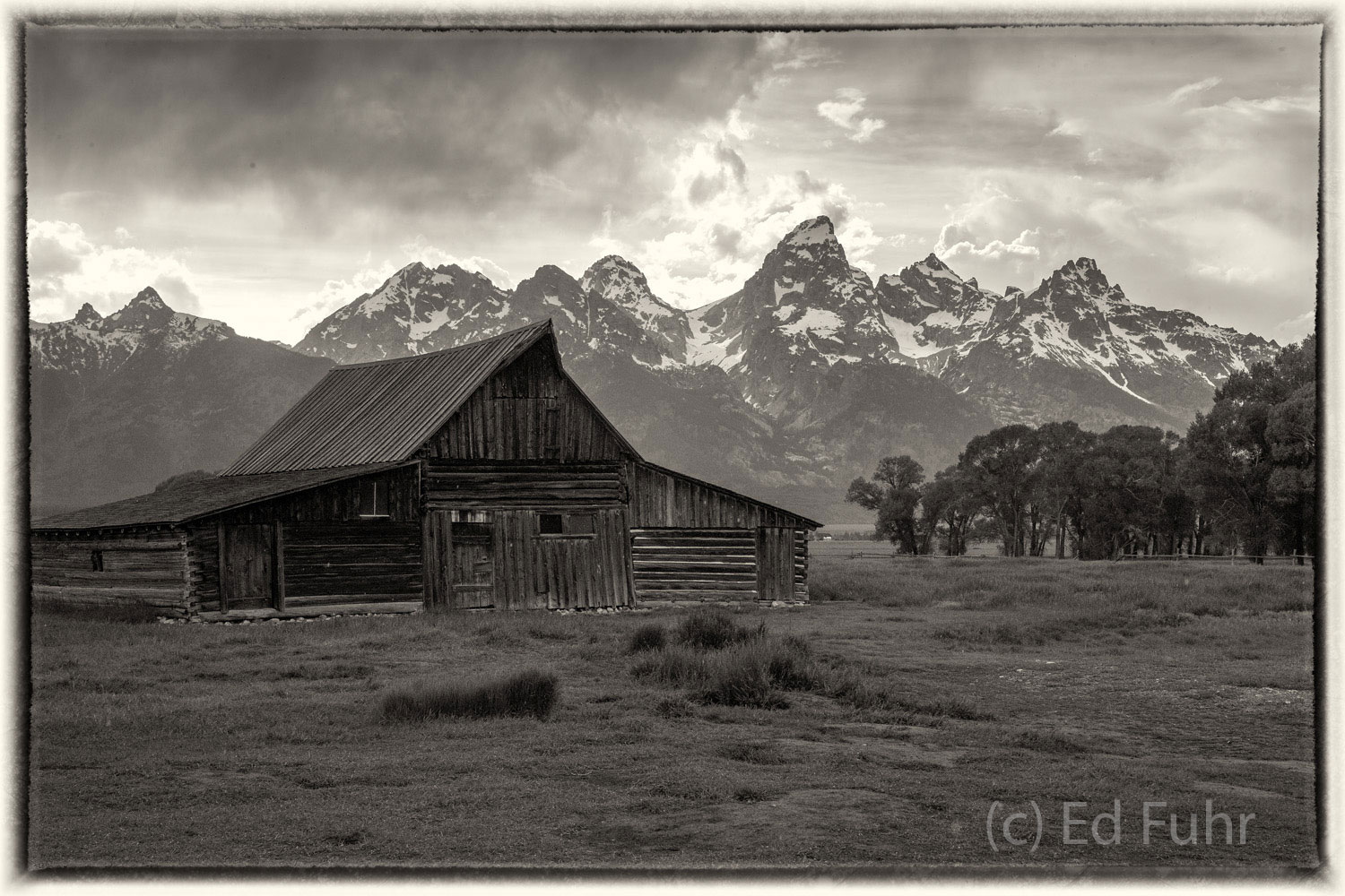 Moulton Barn Sepia The timeless Moulton barn stands below the Grand Teton range.