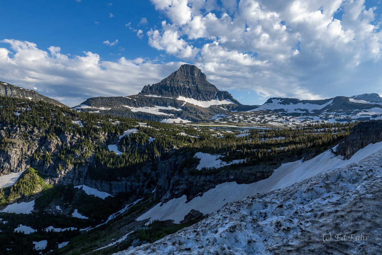 Even in mid July, significant snow can be found near Logan Pass.