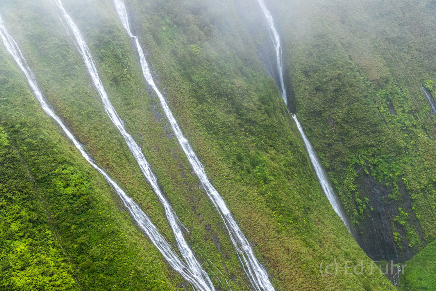 Heavy rains often create hundreds of waterfalls that will flow for a day or two down the steep green sides of Kauai's mountains...