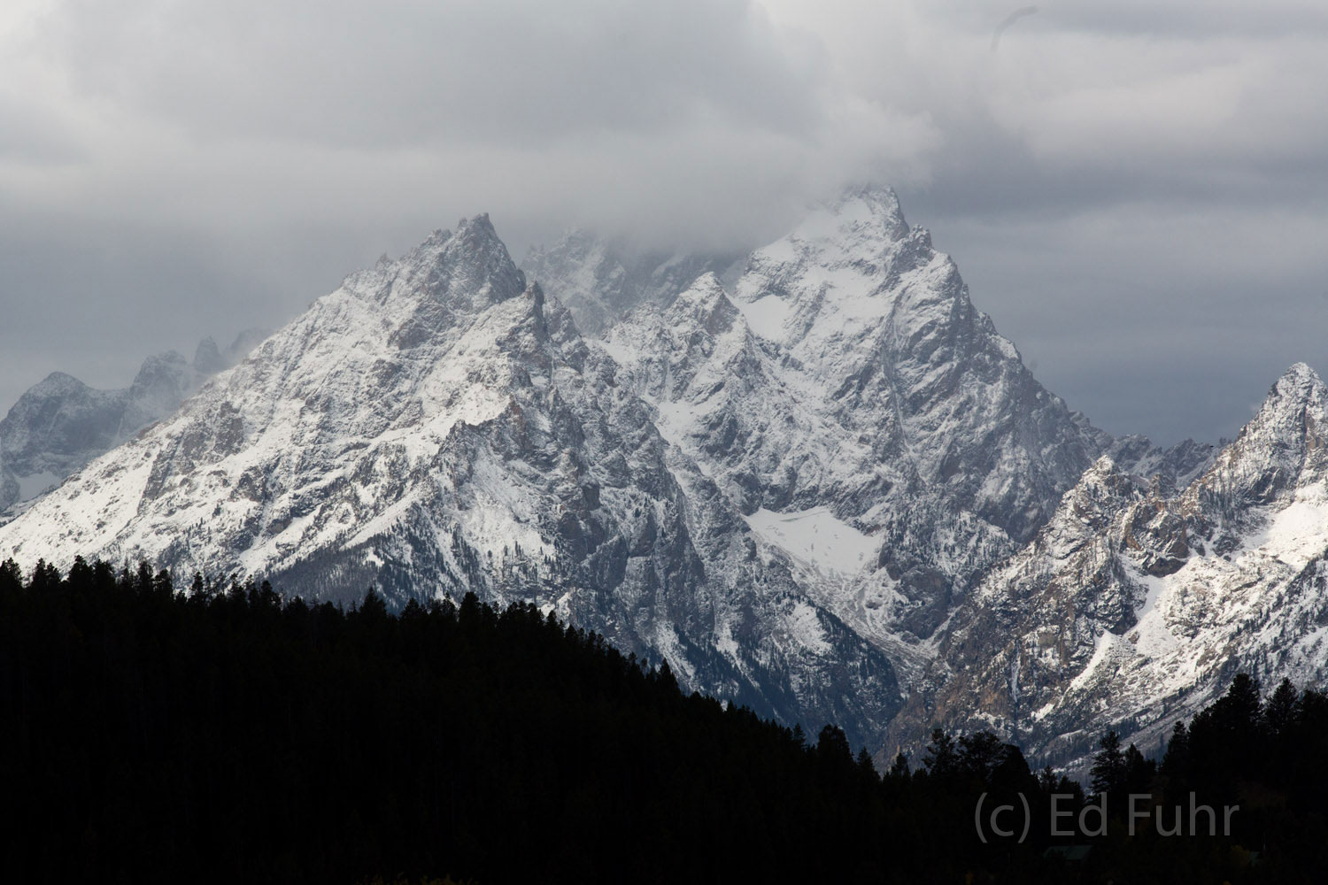A dusting of snow kisses the higher elevations of the Teton range.