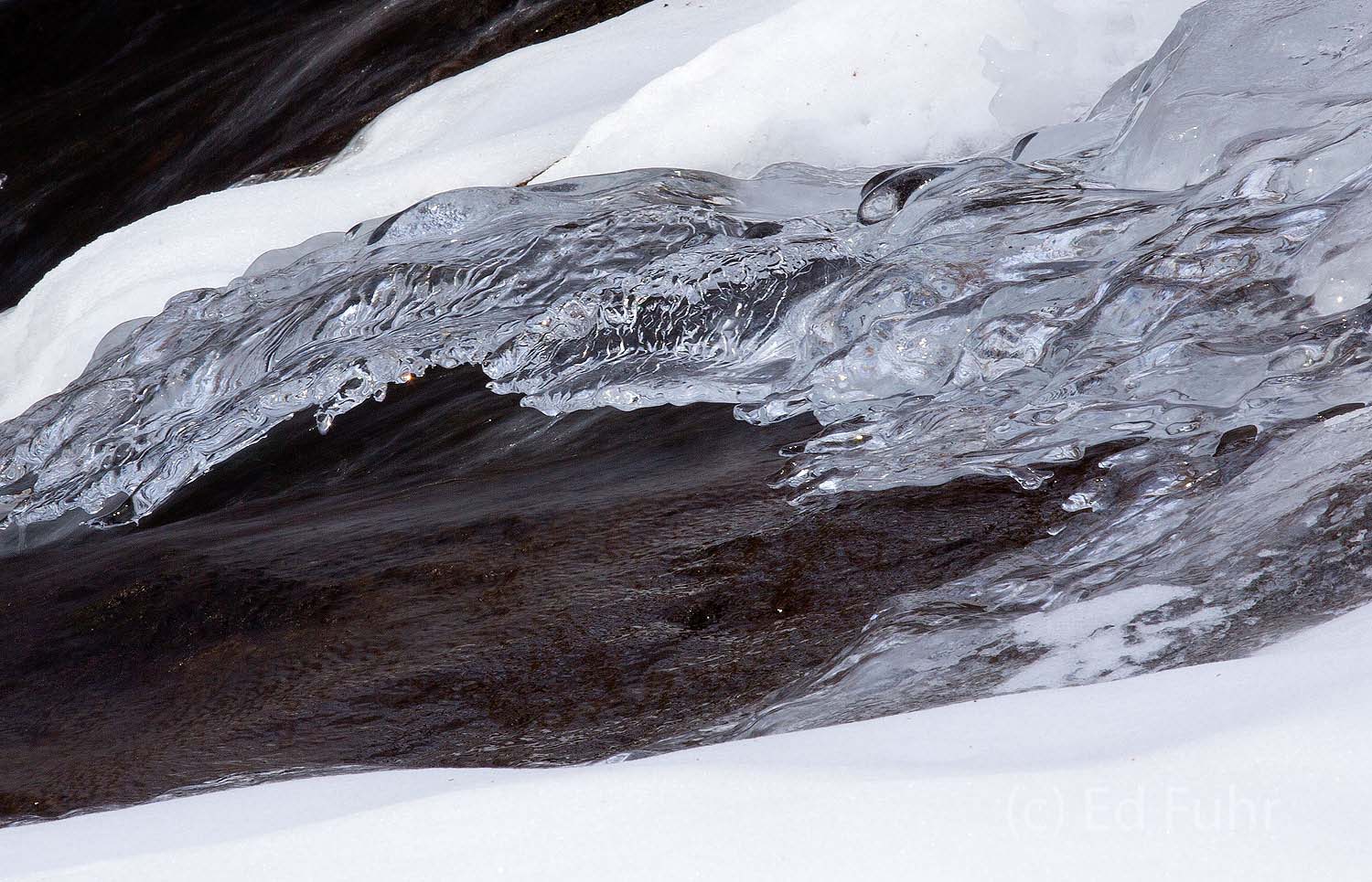 The subzero temperatures of the past week have created ice sculptures out of flowing cascades.