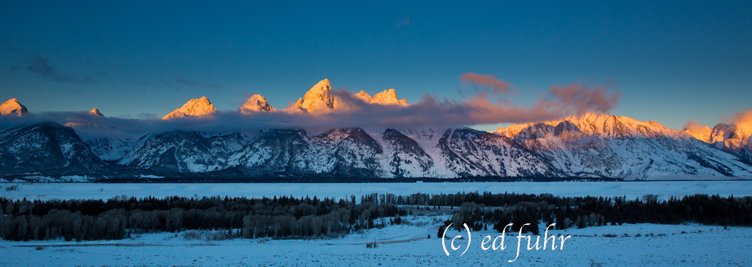 Sunrise Panorama grand Teton national park, winter, , 2014, Tetons, Grand Teton