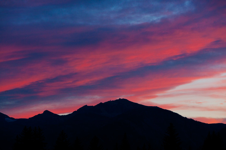 Sublette A briliant sunset silhouettes the Tetons and the sublette ski lift. 
