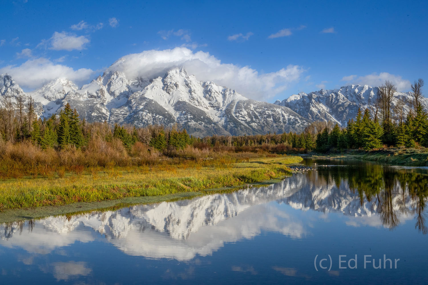 Not Quite Clear at Schwabacher Passing clouds hang around the Teton peaks above Schwabacher Landing.
