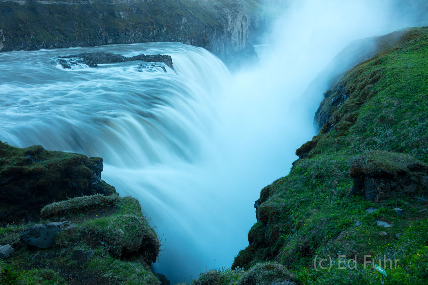The Hvita River seems to disappea into the abyss in this second drop of the mighty Gulfoss.